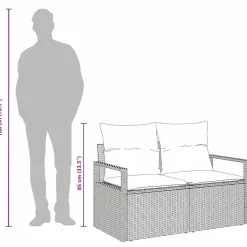vidaXL Muebles De Jardín-Sofá de jardín con cojín 120 x 62 x 69 cm. ratán sintético
