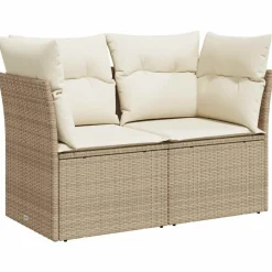 vidaXL Muebles De Jardín-Sofá de jardín con cojines de 2 plazas ratán sintético beige