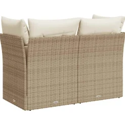 vidaXL Muebles De Jardín-Sofá de jardín con cojines de 2 plazas ratán sintético beige