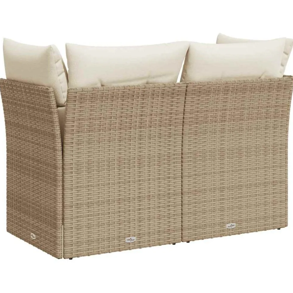 vidaXL Muebles De Jardín-Sofá de jardín con cojines de 2 plazas ratán sintético beige