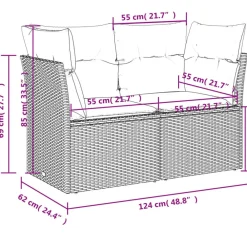 vidaXL Muebles De Jardín-Sofá de jardín con cojines de 2 plazas ratán sintético beige