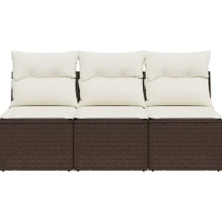 vidaXL Muebles De Jardín-Sofá de jardín con cojines 3 plazas ratán sintético marrón