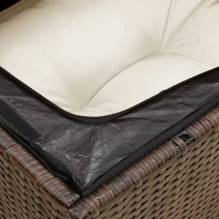 vidaXL Muebles De Jardín-Sofá de jardín con cojines 3 plazas ratán sintético marrón