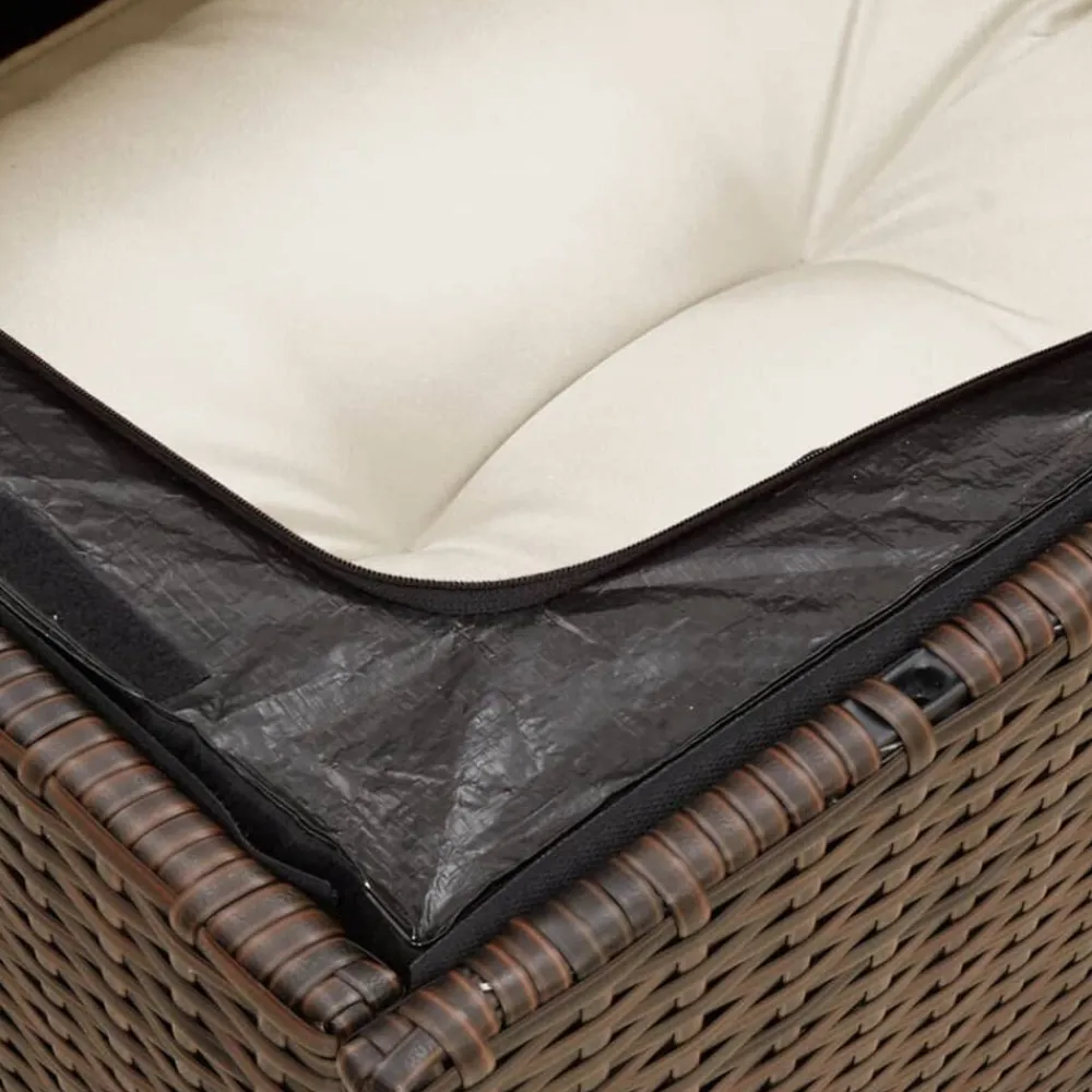 vidaXL Muebles De Jardín-Sofá de jardín con cojines 3 plazas ratán sintético marrón
