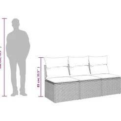 vidaXL Muebles De Jardín-Sofá de jardín con cojines 3 plazas ratán sintético marrón