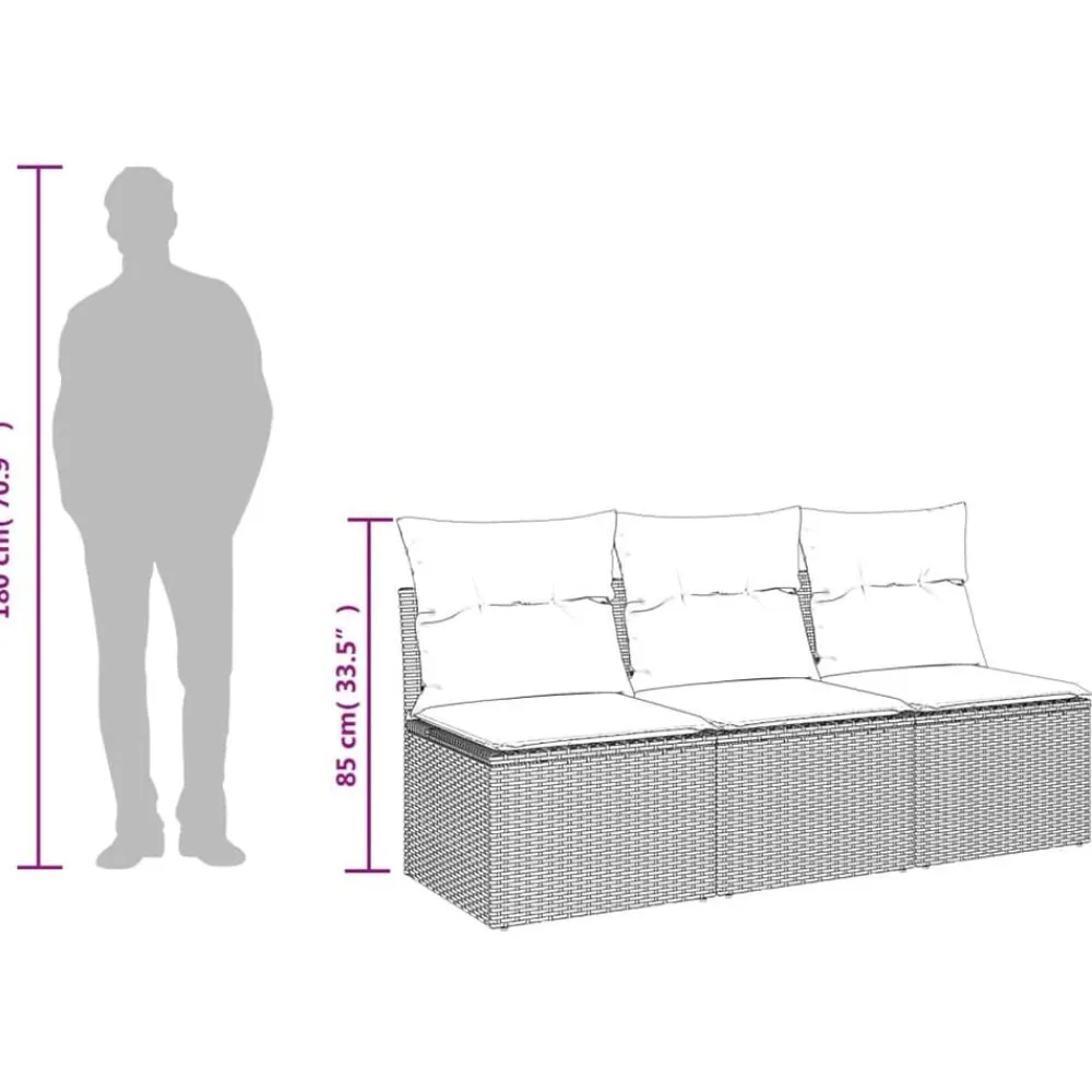 vidaXL Muebles De Jardín-Sofá de jardín con cojines 3 plazas ratán sintético marrón