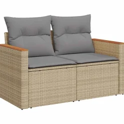 vidaXL Sofá de jardín con cojines de 2 plazas ratán sintético beige beige y gris claro New