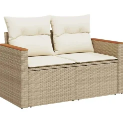 vidaXL Sofá de jardín con cojines de 2 plazas ratán sintético beige Beige y blanco