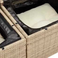 vidaXL Sofá de jardín con cojines de 2 plazas ratán sintético beige Beige y blanco