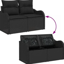 vidaXL Muebles De Jardín-Sofá de jardín con cojín 121 x 62 x 69 cm ratán sintético