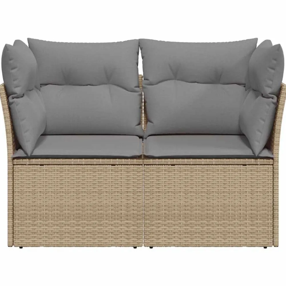 vidaXL Sofá de jardín con cojines de 2 plazas ratán sintético beige beige y gris Best