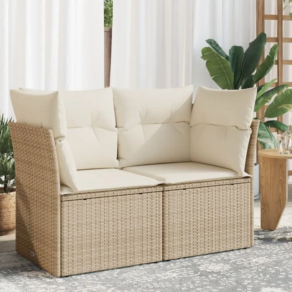 vidaXL Muebles De Jardín-Sofá de jardín con cojines de 2 plazas ratán sintético