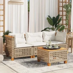 vidaXL Muebles De Jardín-Sofá de jardín de 3 plazas con cojines ratán sintético