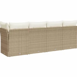 vidaXL Sofá de jardín de 4 plazas con cojines ratán sintético beige beige y crema Discount