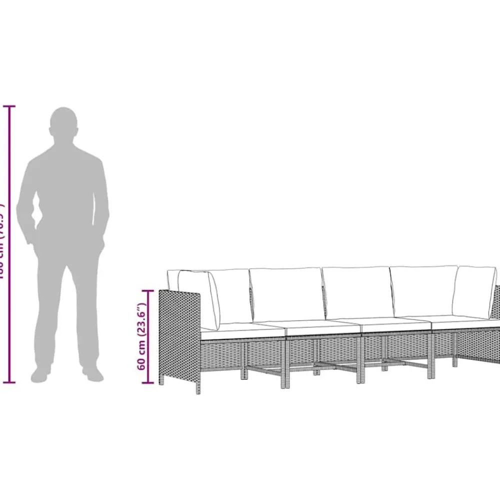 vidaXL Muebles De Jardín-Sofá de jardín de 4 plazas con cojines ratán sintético