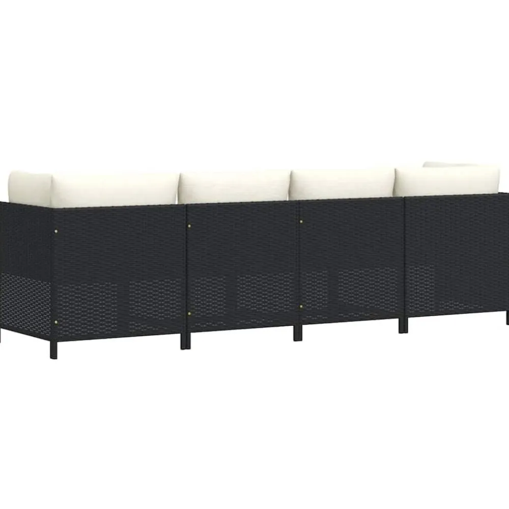 vidaXL Muebles De Jardín-Sofá de jardín de 4 plazas con cojines ratán sintético