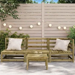 vidaXL Muebles De Jardín-Sofá de jardín de 3 plazas madera de pino impregnada
