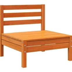 vidaXL Muebles De Jardín-Sofá de jardín de 3 plazas madera maciza de pino marrón cera
