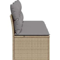 vidaXL Muebles De Jardín-Sofá de jardín de 3 plazas con cojines ratán sintético beige