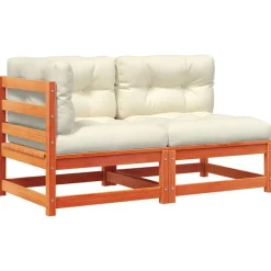 vidaXL Muebles De Jardín-Sofá de jardín de 2 plazas con cojines madera maciza de pino