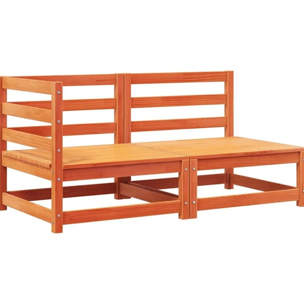 vidaXL Muebles De Jardín-Sofá de jardín de 2 plazas con cojines madera maciza de pino