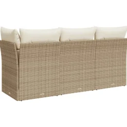 vidaXL Sofá de jardín de 3 plazas con cojines ratán sintético Beige Best