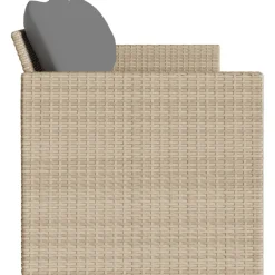 vidaXL Sofá de jardín de 3 plazas con cojines ratán sintético beige beige y gris claro