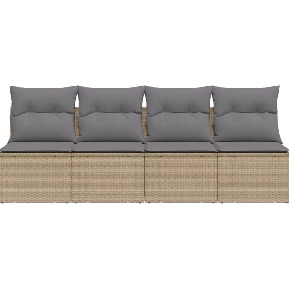 vidaXL Muebles De Jardín-Sofá de jardín de 4 plazas con cojines ratán sintético beige
