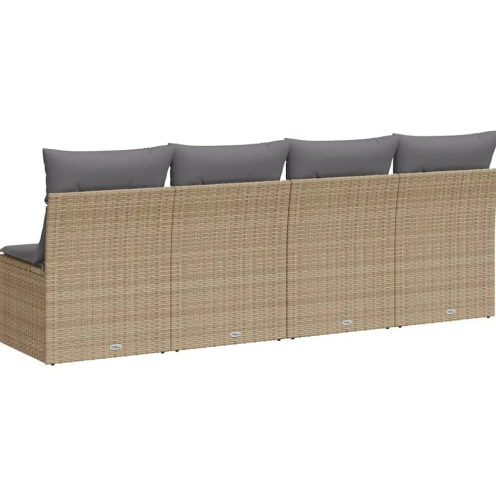 vidaXL Muebles De Jardín-Sofá de jardín de 4 plazas con cojines ratán sintético beige