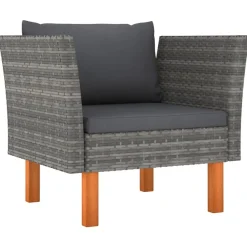 vidaXL Muebles De Jardín-Sofá de jardín de ratán sintético y madera maciza de eucalipto