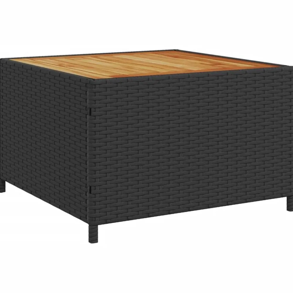 vidaXL Sofá de jardín en forma de L con mesa y cojines ratán PE negro Negro y crema Online