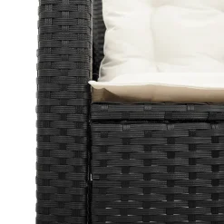 vidaXL Sofá de jardín en forma de L con mesa y cojines ratán PE negro Negro y crema Online