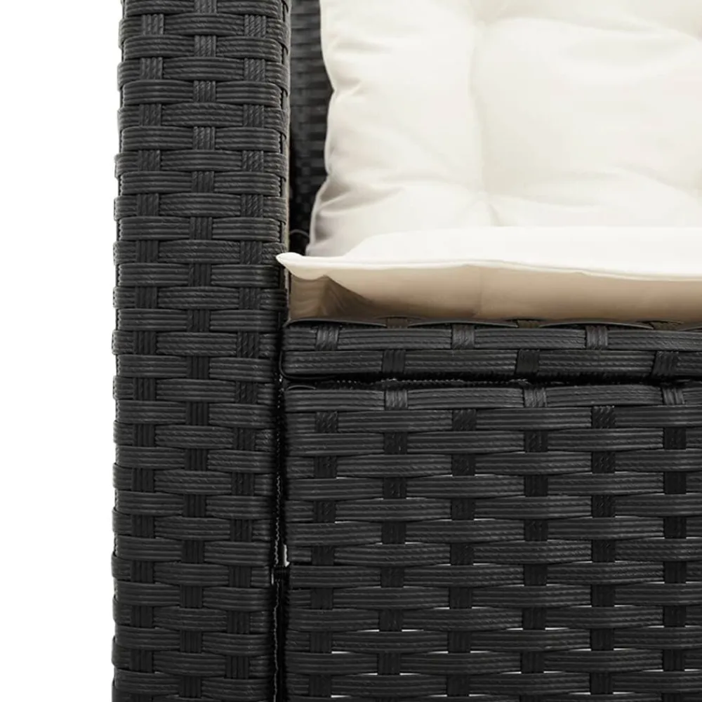 vidaXL Sofá de jardín en forma de L con mesa y cojines ratán PE negro Negro y crema Online
