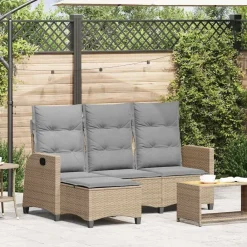 vidaXL Muebles De Jardín-Sofá de jardín reclinable con cojines en forma de L