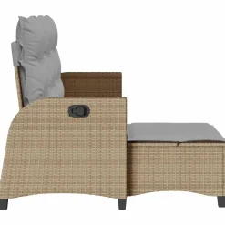 vidaXL Muebles De Jardín-Sofá de jardín reclinable con cojines en forma de L