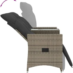 vidaXL Muebles De Jardín-Sofá de jardín reclinable de 2 plazas con mesa ratán PE
