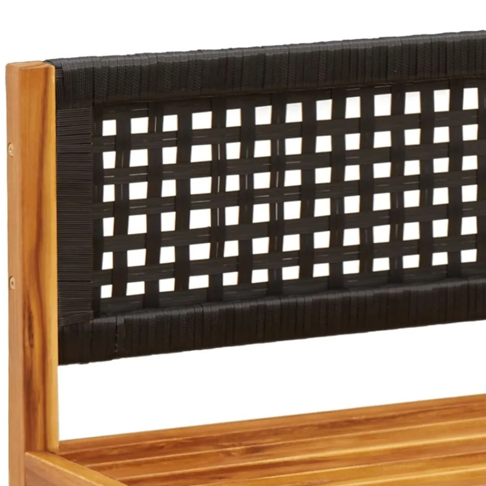 vidaXL Sofá de jardín sin brazos con cojines de madera de acacia y ratán Negro y crema Best