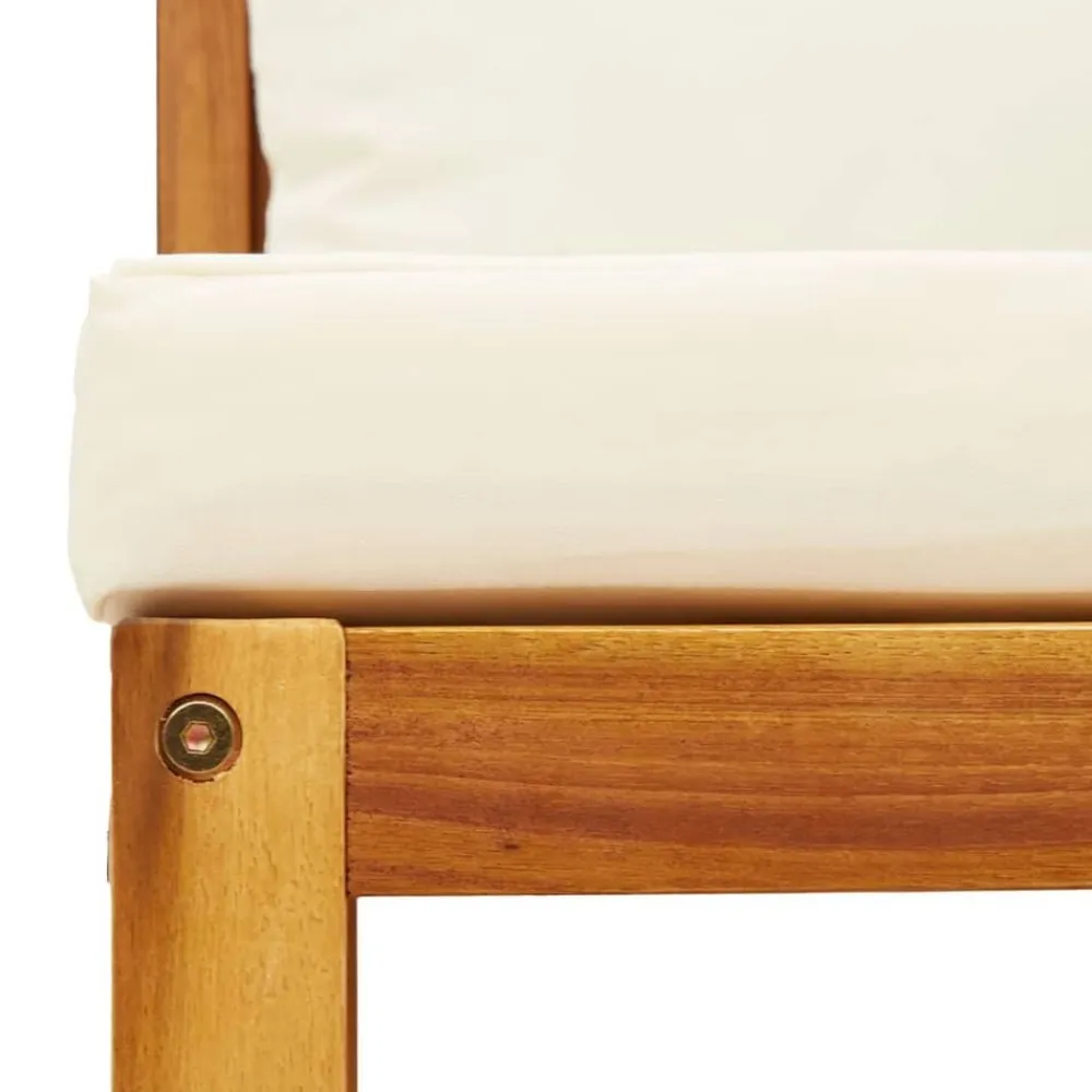 vidaXL Sofá de jardín sin brazos con cojines de madera de acacia y ratán Negro y crema Best