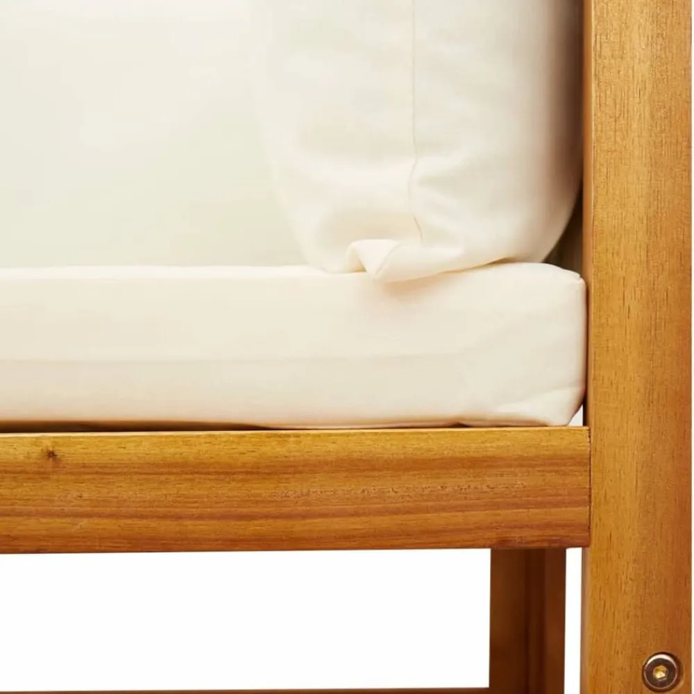 vidaXL Sofá de jardín sin brazos con cojines de madera de acacia y ratán Negro y crema Best
