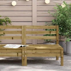vidaXL Muebles De Jardín-Sofá de jardín sin reposabrazos madera pino impregnada