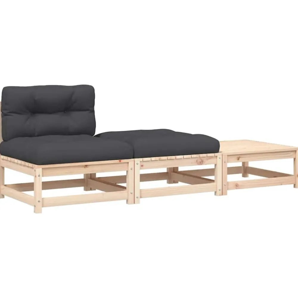 vidaXL Muebles De Jardín-Sofá de jardín sin reposabrazos con cojines y reposapiés