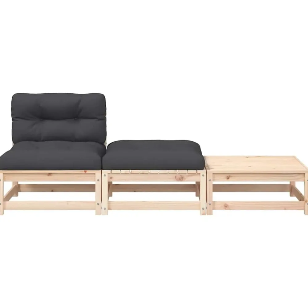 vidaXL Muebles De Jardín-Sofá de jardín sin reposabrazos con cojines y reposapiés