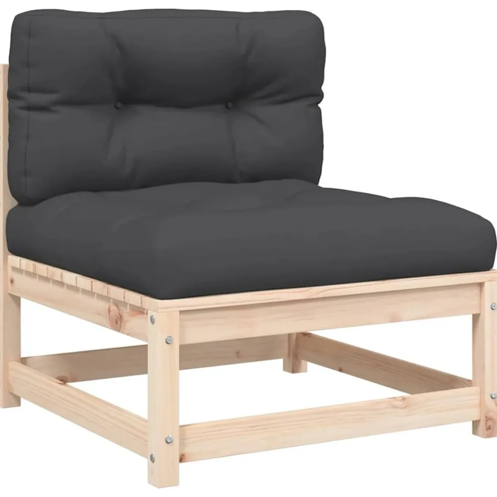 vidaXL Muebles De Jardín-Sofá de jardín sin reposabrazos con cojines y reposapiés