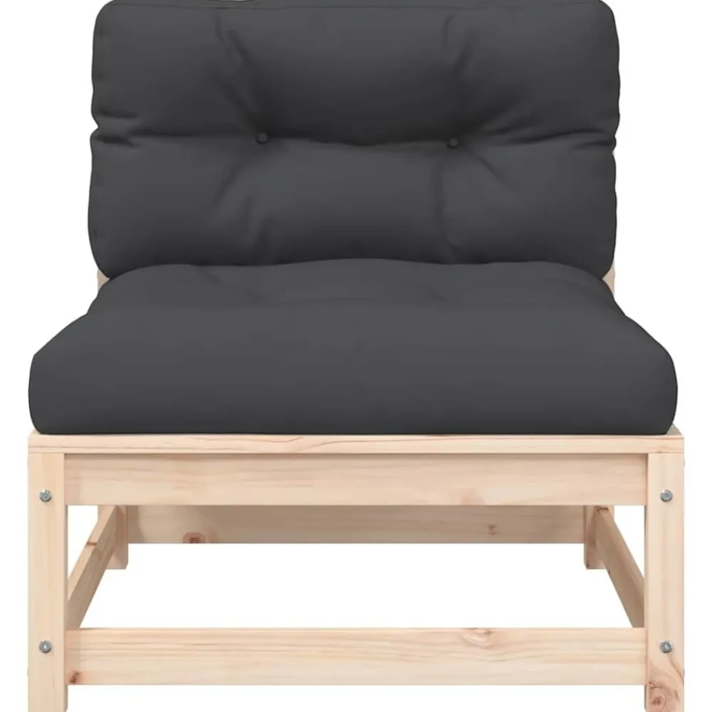 vidaXL Muebles De Jardín-Sofá de jardín sin reposabrazos con cojines y reposapiés