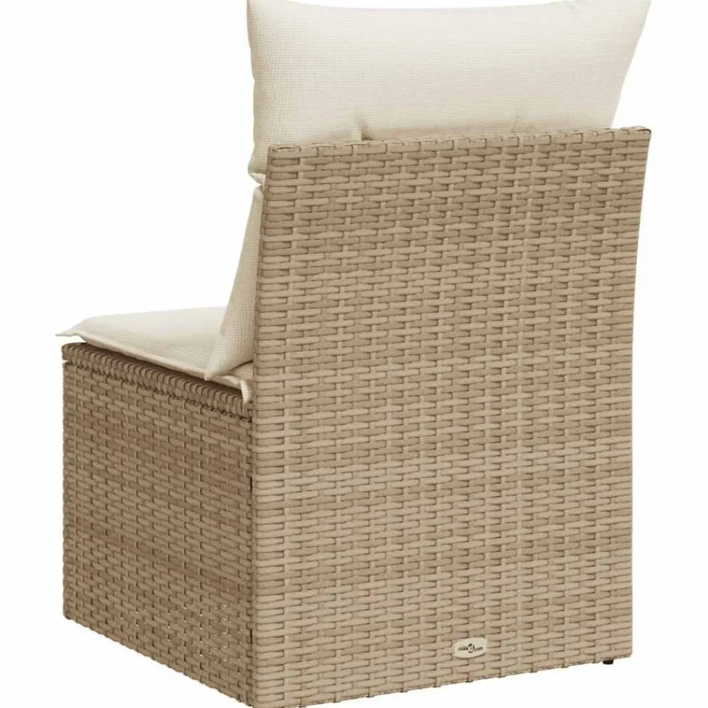 vidaXL Sofá de jardín sin reposabrazos con cojines ratán PE beige New