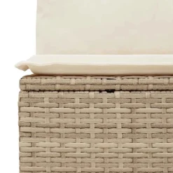 vidaXL Sofá de jardín sin reposabrazos con cojines ratán PE beige New
