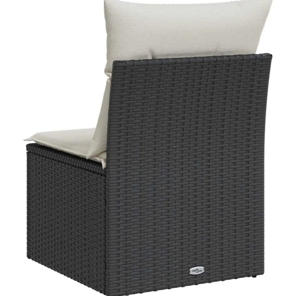 vidaXL Muebles De Jardín-Sofá de jardín sin reposabrazos con cojines ratán PE negro