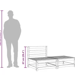 vidaXL Sofá de jardín sin reposabrazos con reposapiés madera de pino Impregnado natural Online