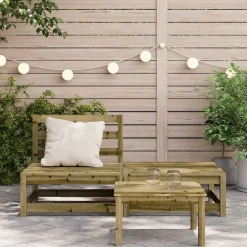 vidaXL Sofá de jardín sin reposabrazos con reposapiés madera de pino Impregnado natural Online