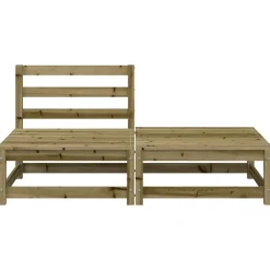 vidaXL Sofá de jardín sin reposabrazos con reposapiés madera de pino Impregnado natural Online